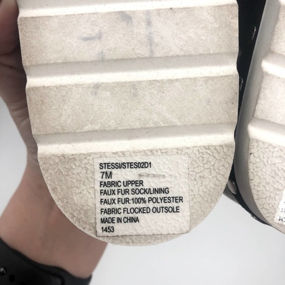 STEVEN STEVE MADDEN Stessi Black Sherpa Lined Slip-on Sandal Size 7 - Picture 8 of 10